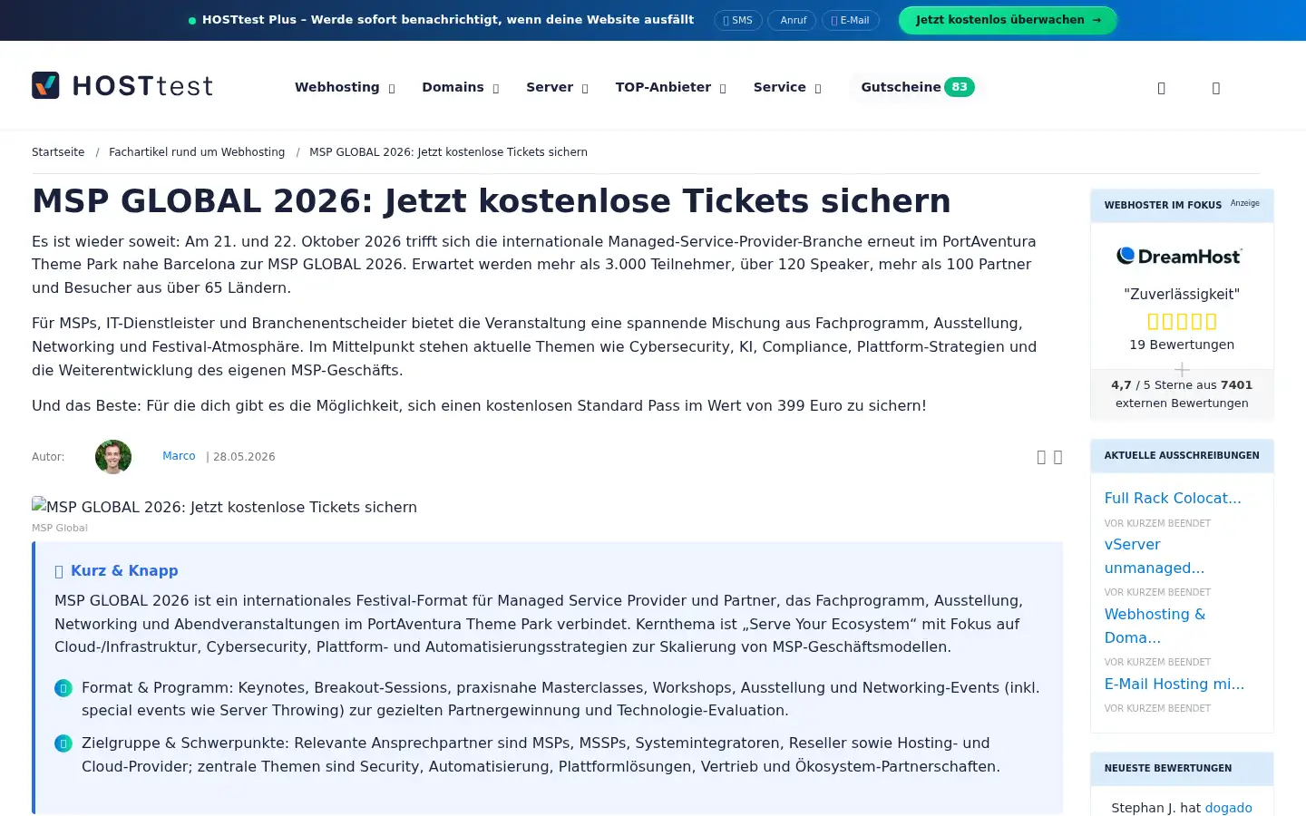 Screenshot of hosttest.de