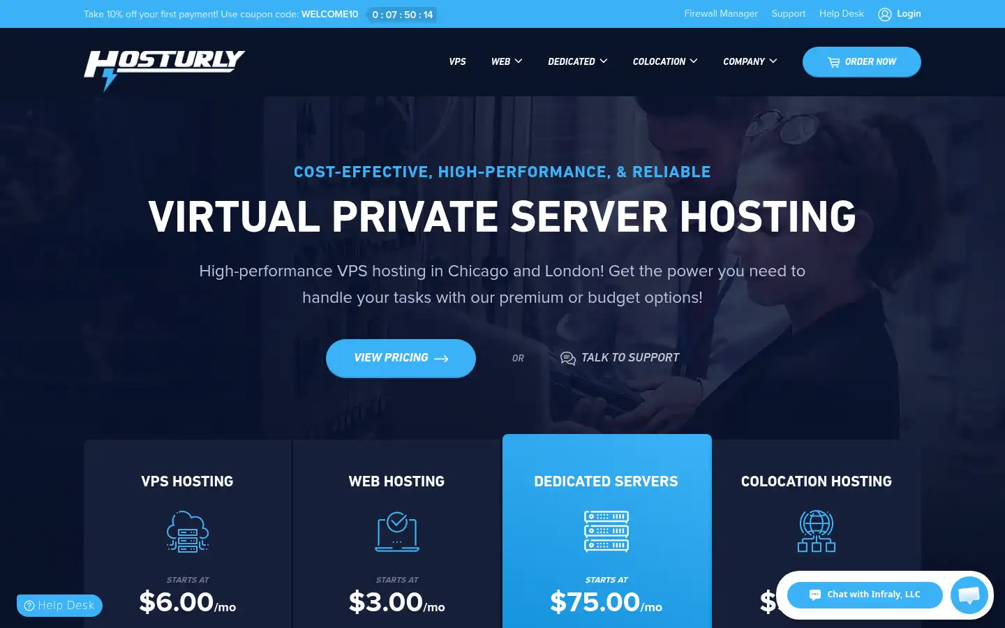 Screenshot of hosturly.com