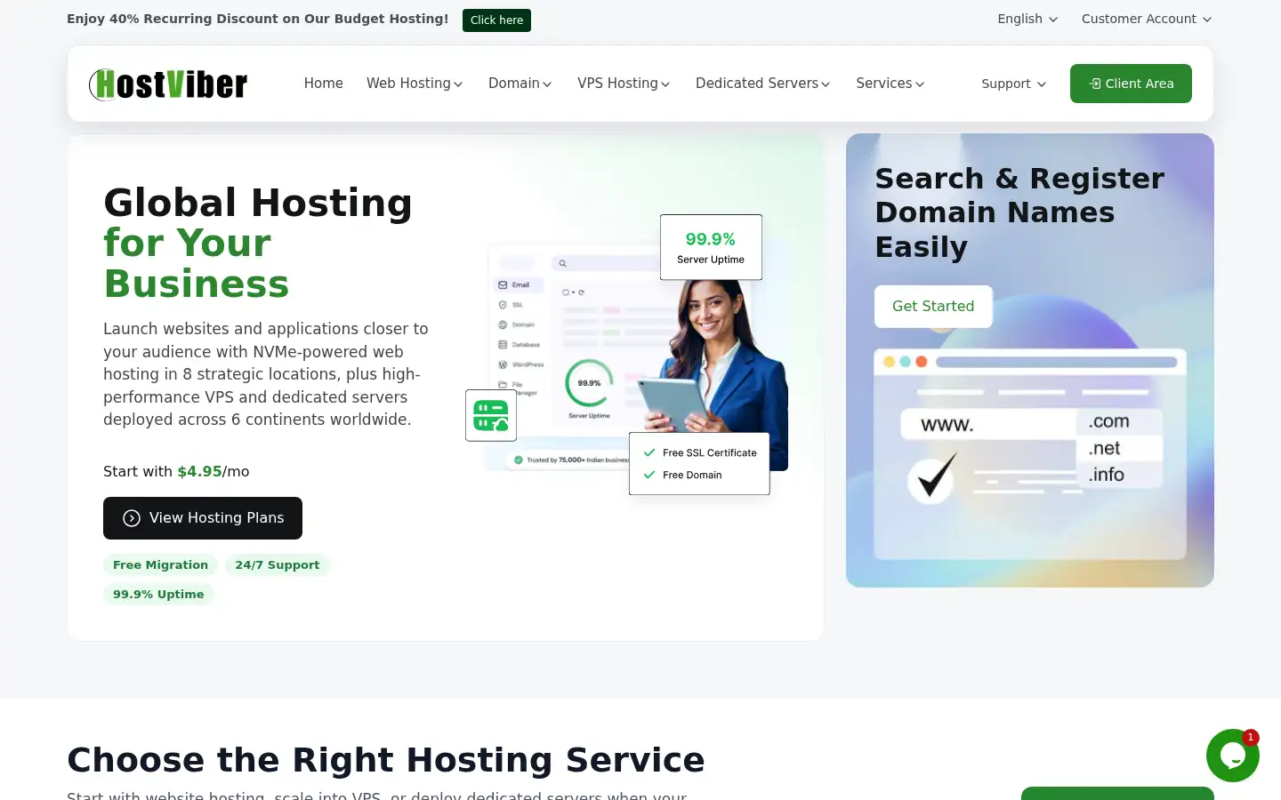 Screenshot of hostviber.com