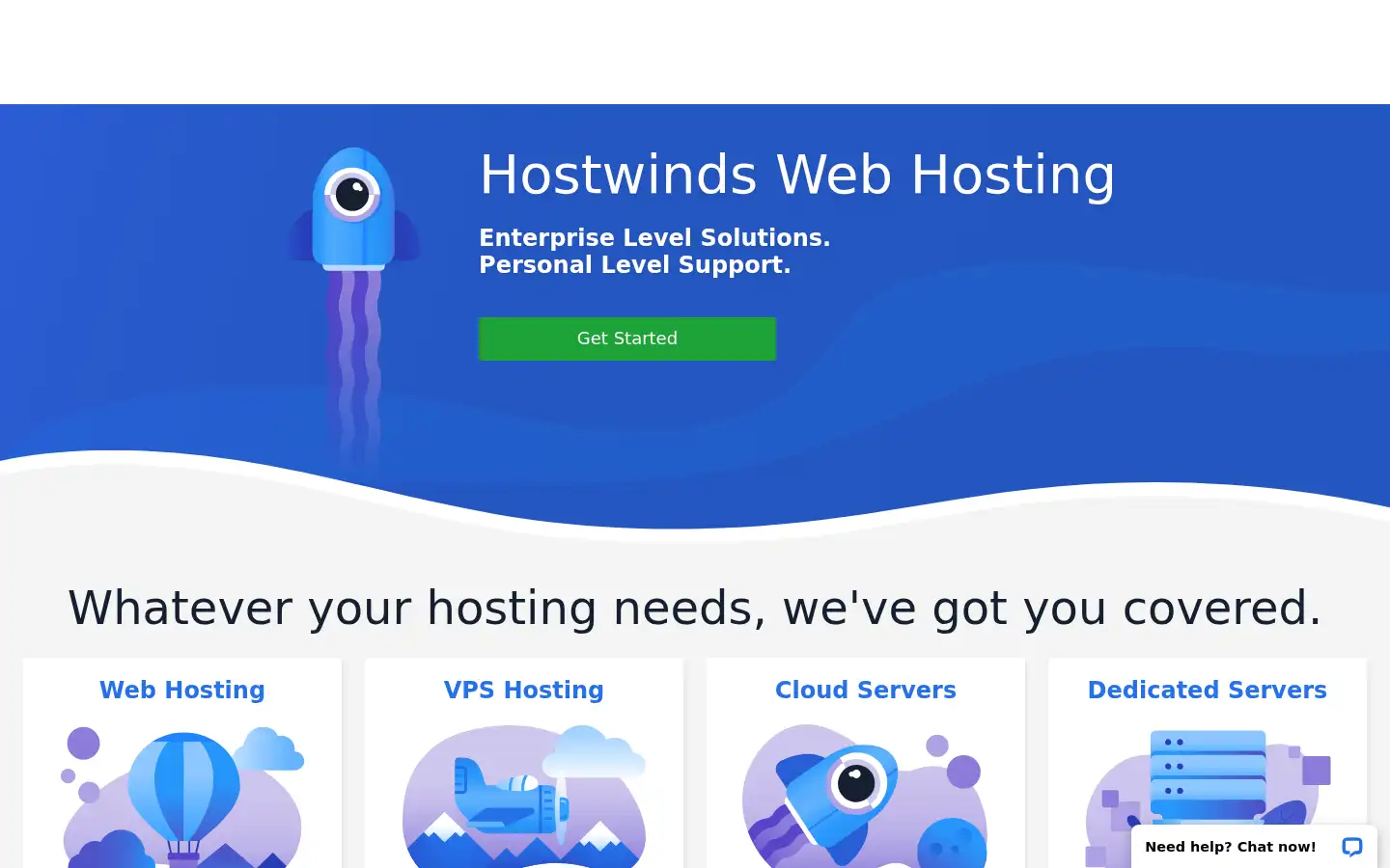 Screenshot of hostwinds.com