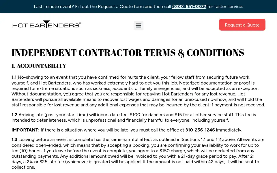 Screenshot of hotbartenders.com