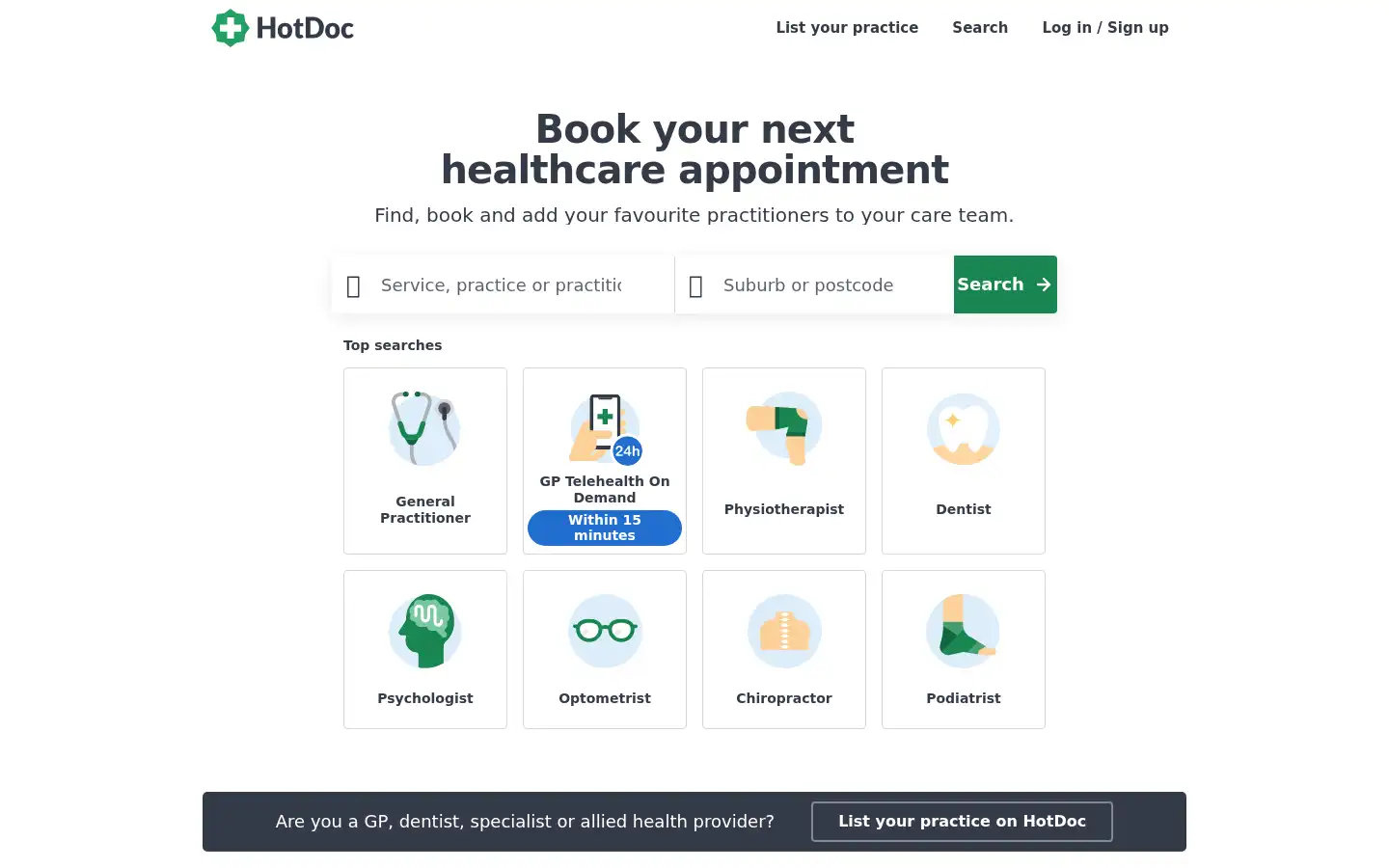 Screenshot of hotdoc.com.au