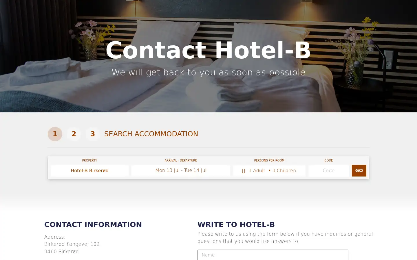 Screenshot of hotel-b.dk