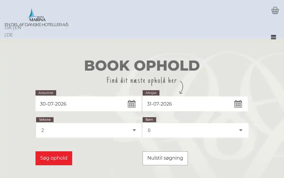 Screenshot of hotel-marina.dk