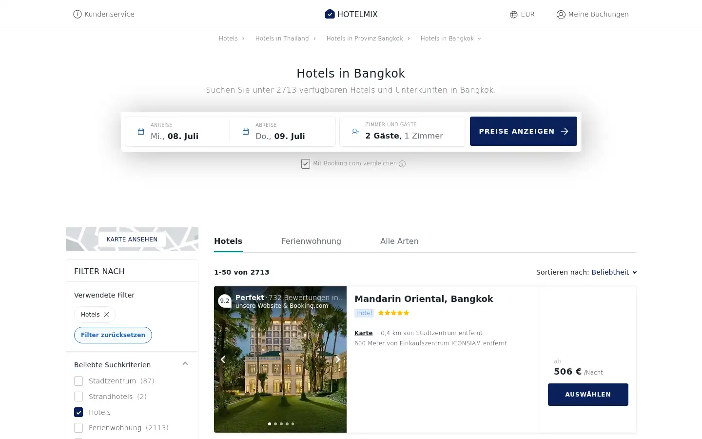 Screenshot of hotel-mix.de