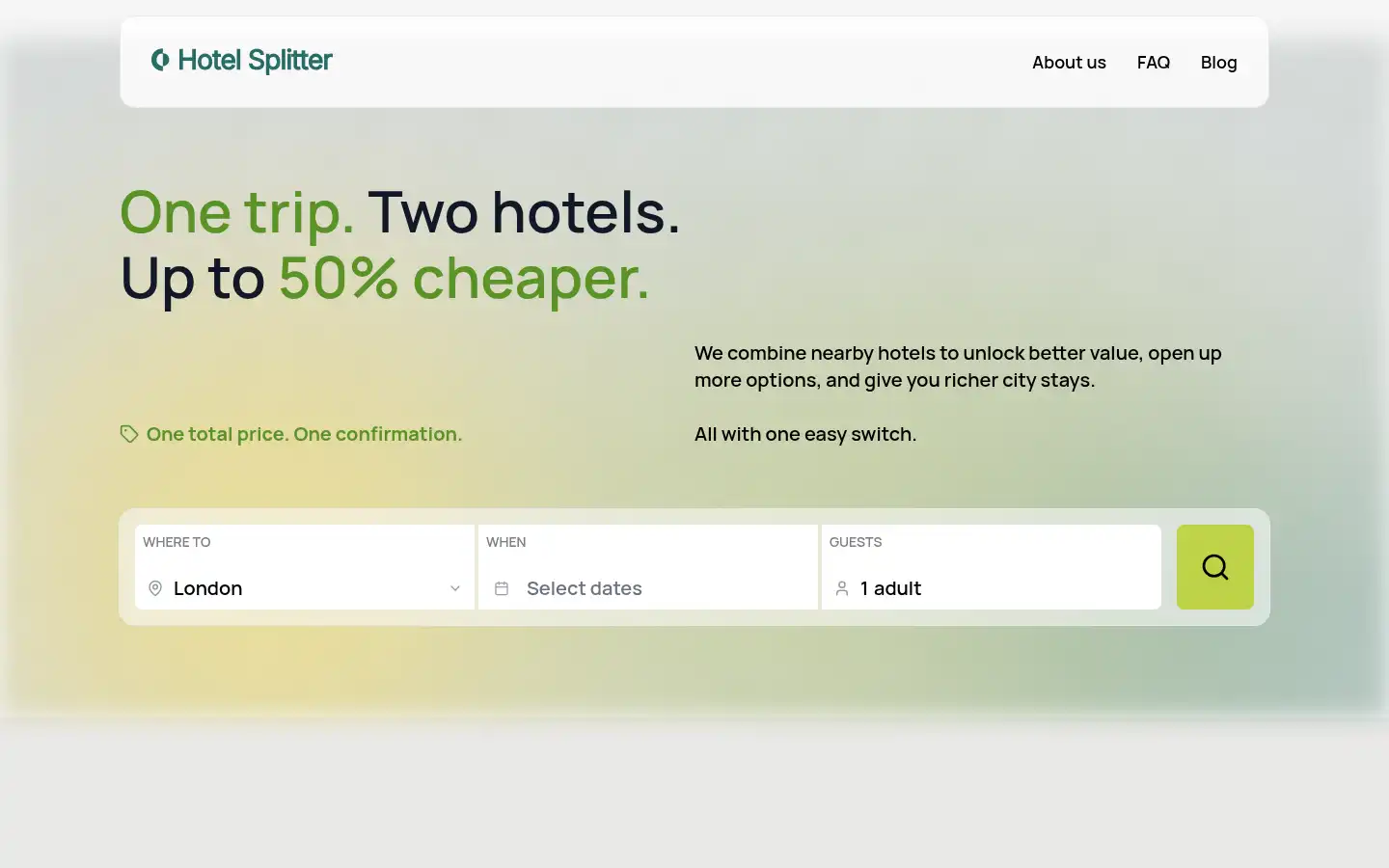 Screenshot of hotel-splitter.com