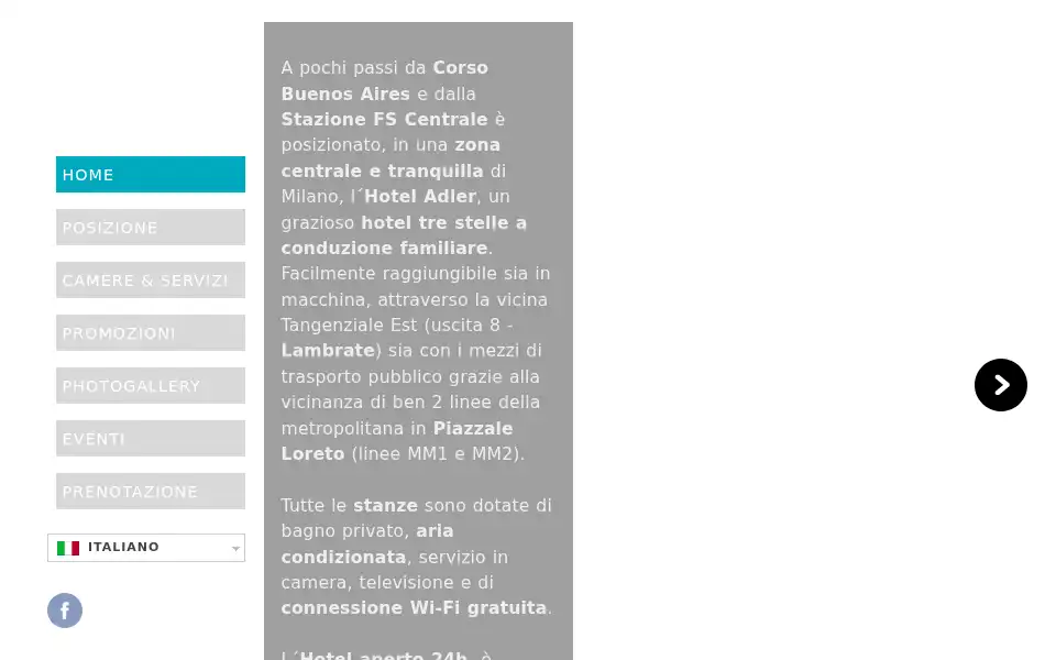 Screenshot of hoteladlermilano.it
