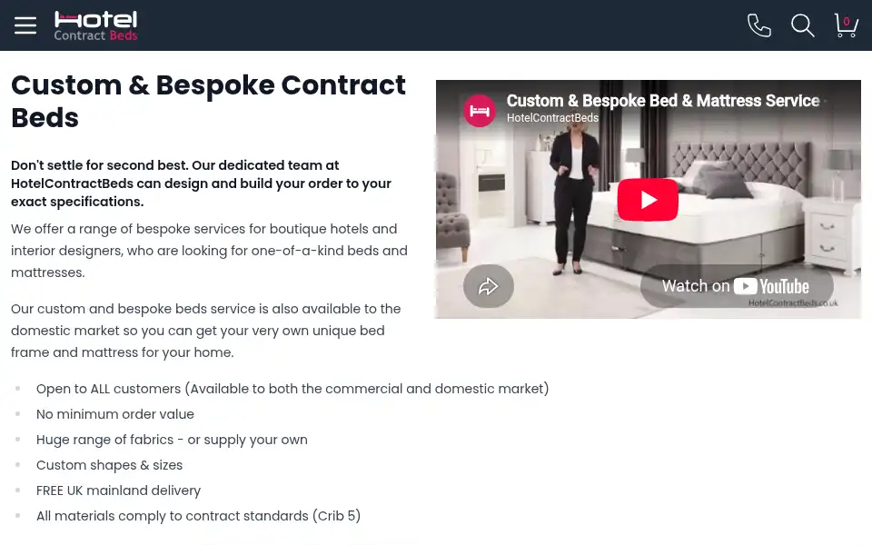 Screenshot of hotelcontractbeds.co.uk