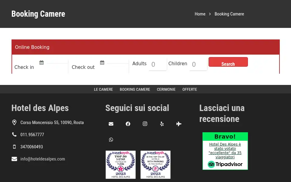 Screenshot of hoteldesalpes.com