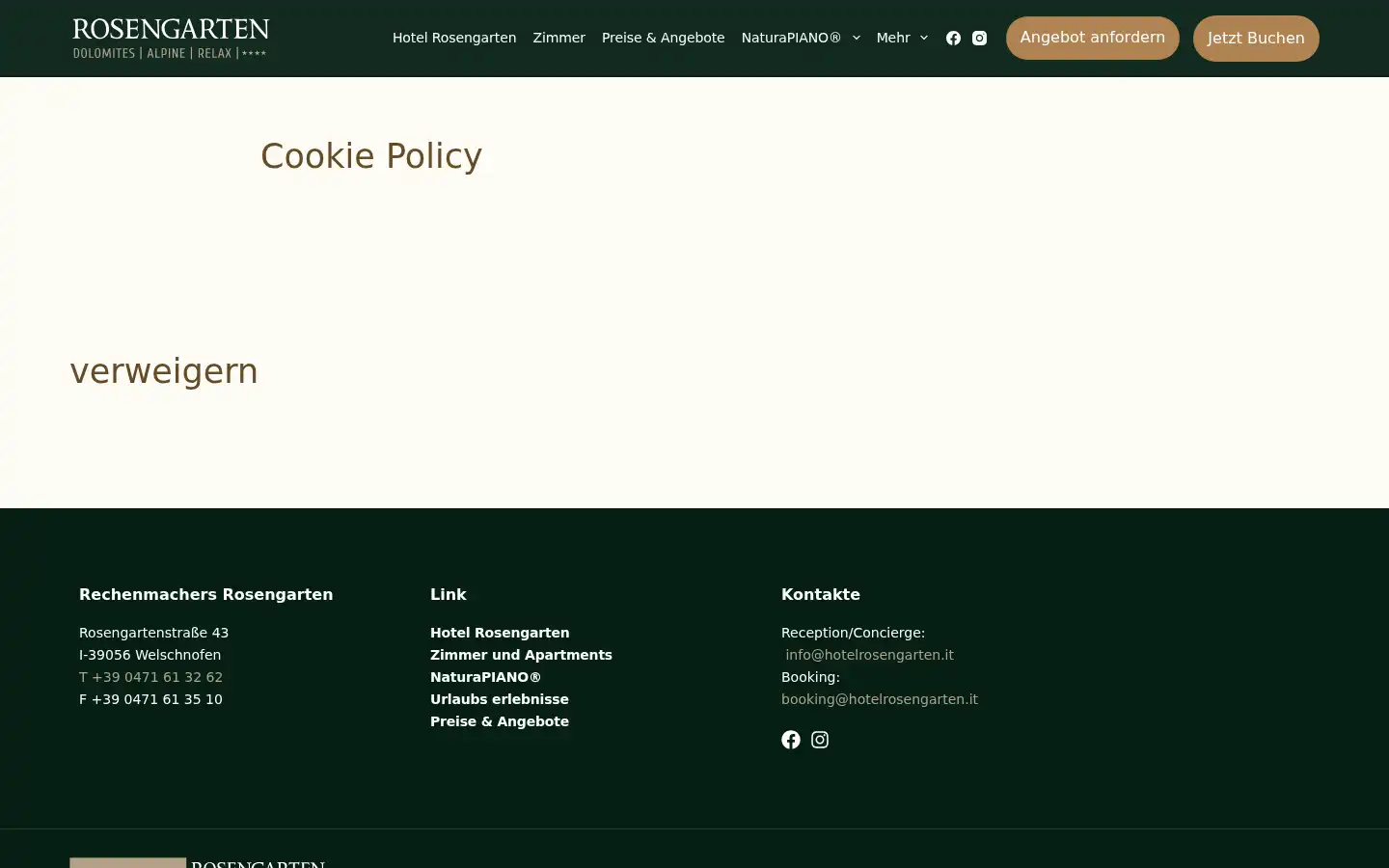 Screenshot of hotelrosengarten.it