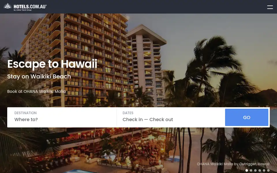 Screenshot of hotels.com.au
