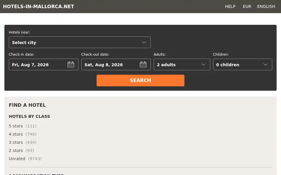 Screenshot of hotels-in-mallorca.net