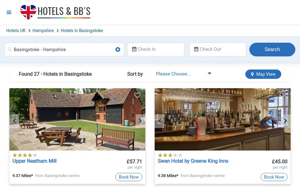 Screenshot of hotels.uk.com