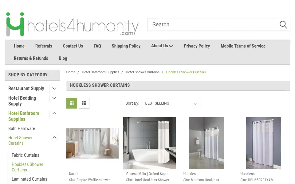 Screenshot of hotels4humanity.com