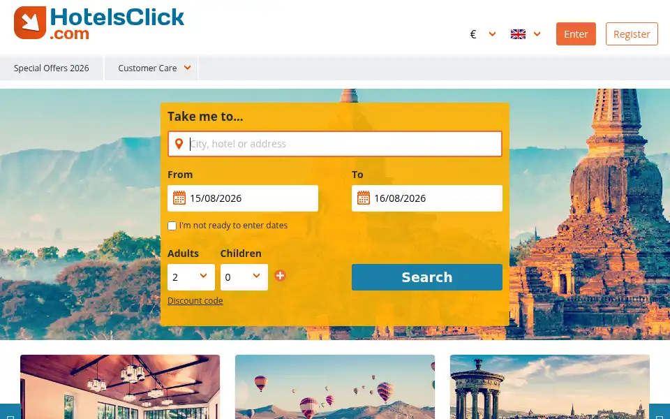 Screenshot of hotelsclick.com