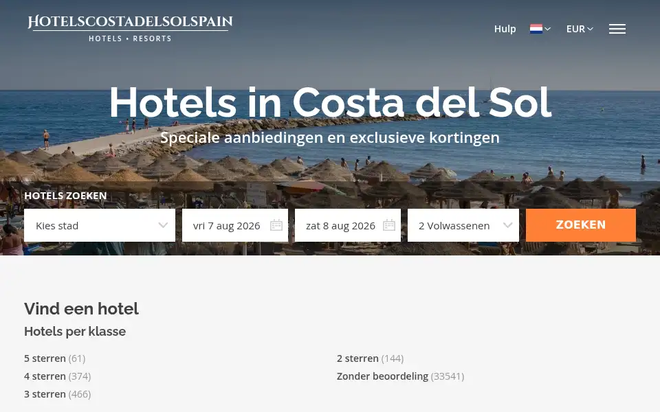 Screenshot of hotelscostadelsolspain.com