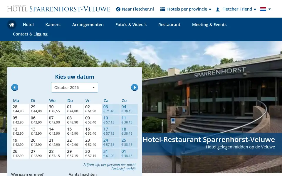 Screenshot of hotelsparrenhorst.nl