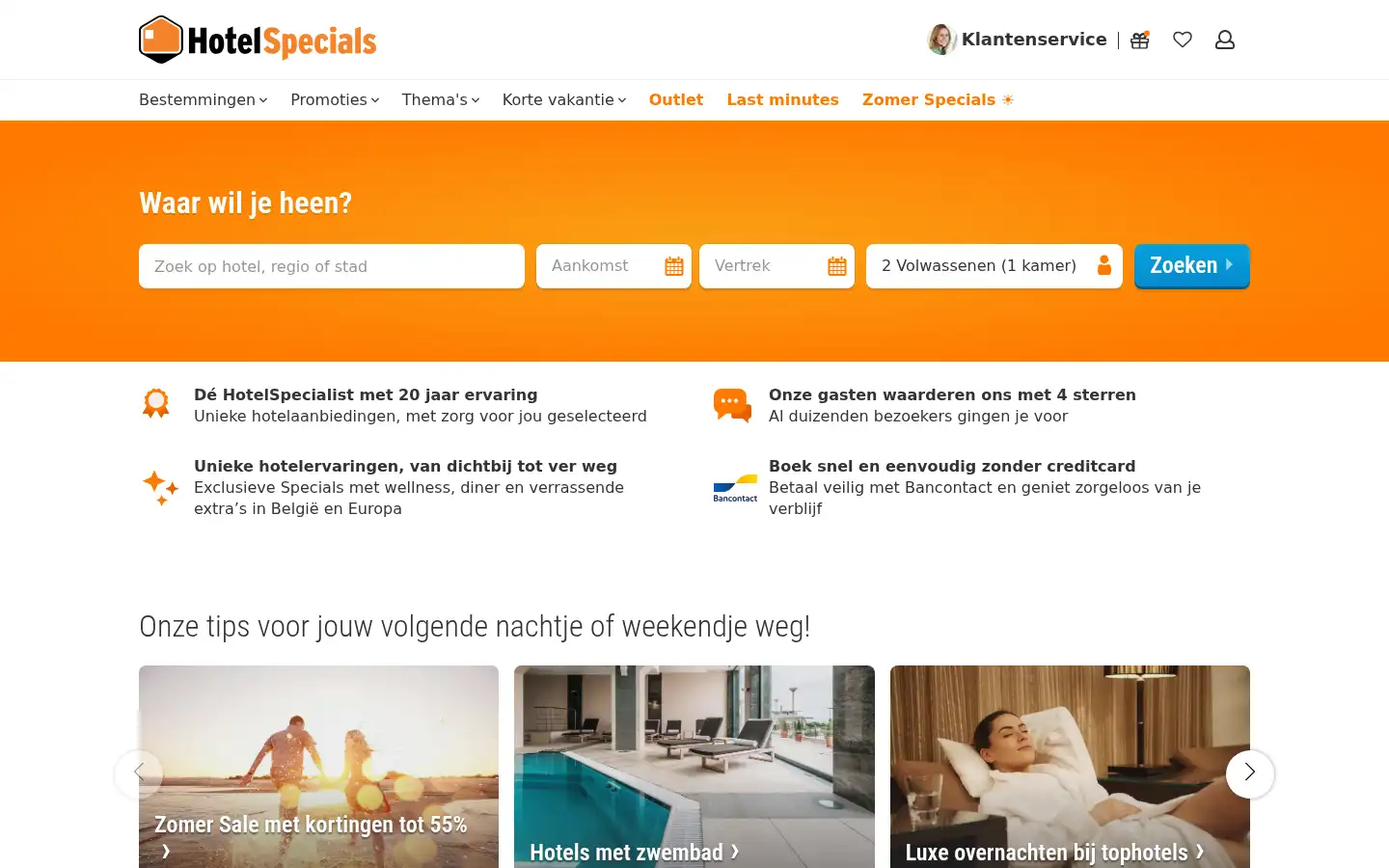 Screenshot of hotelspecials.be