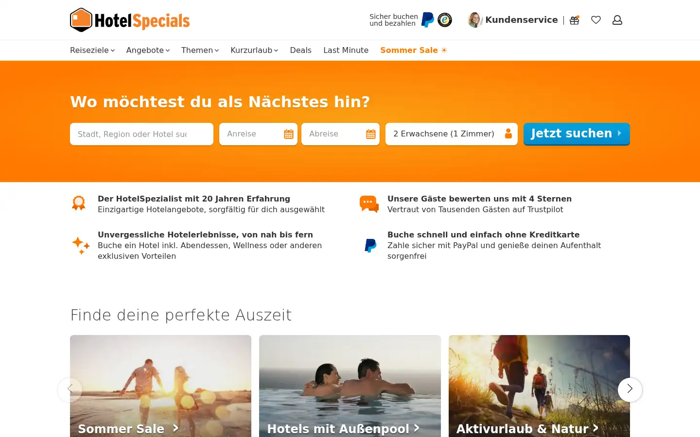Screenshot of hotelspecials.de