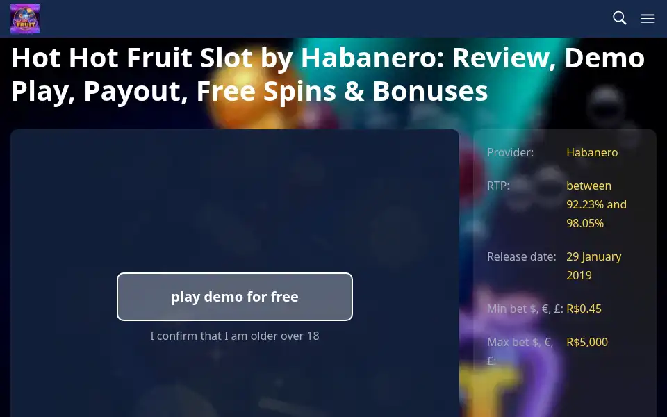 Screenshot of hothot-fruit.co.za