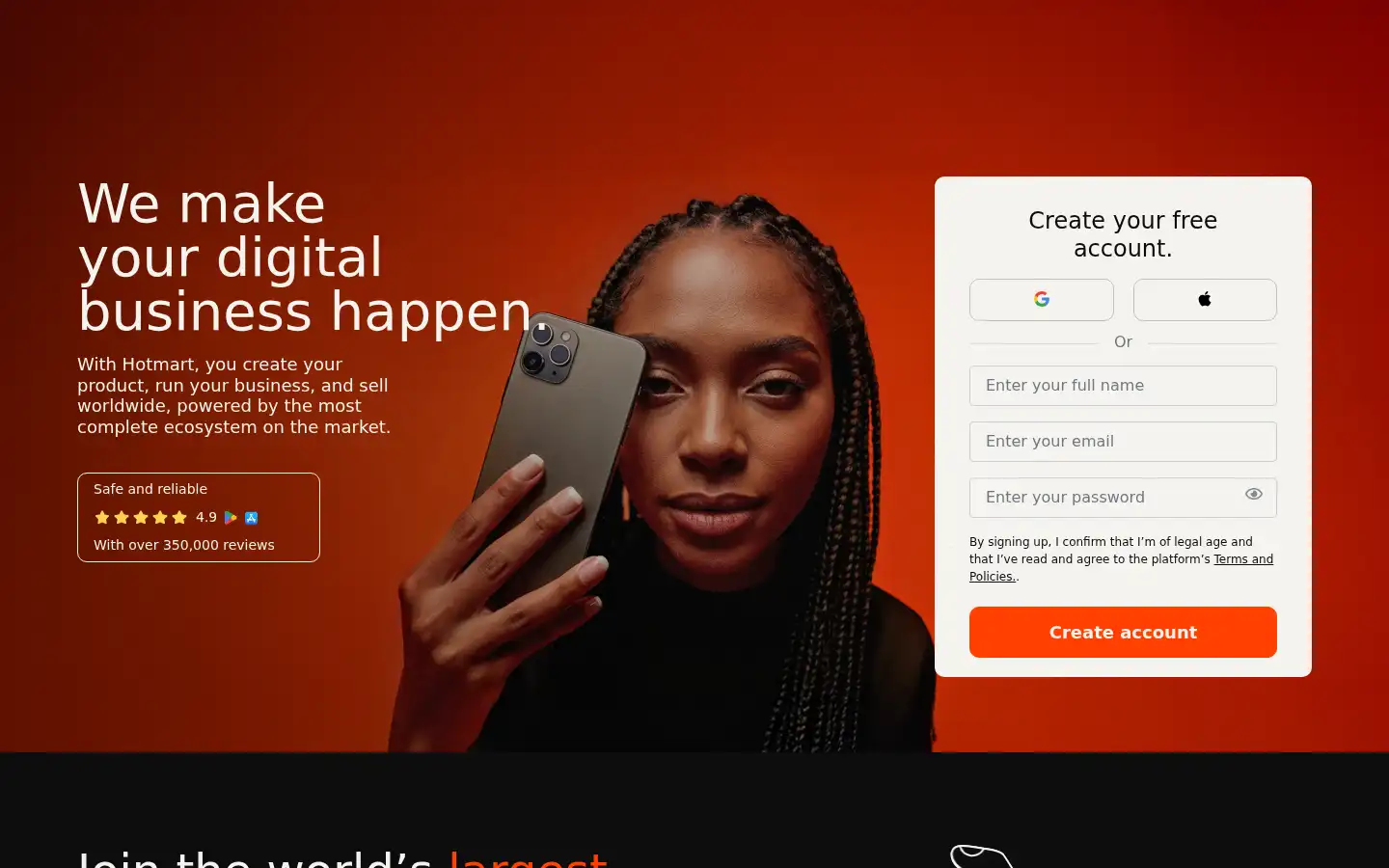 Screenshot of hotmart.com