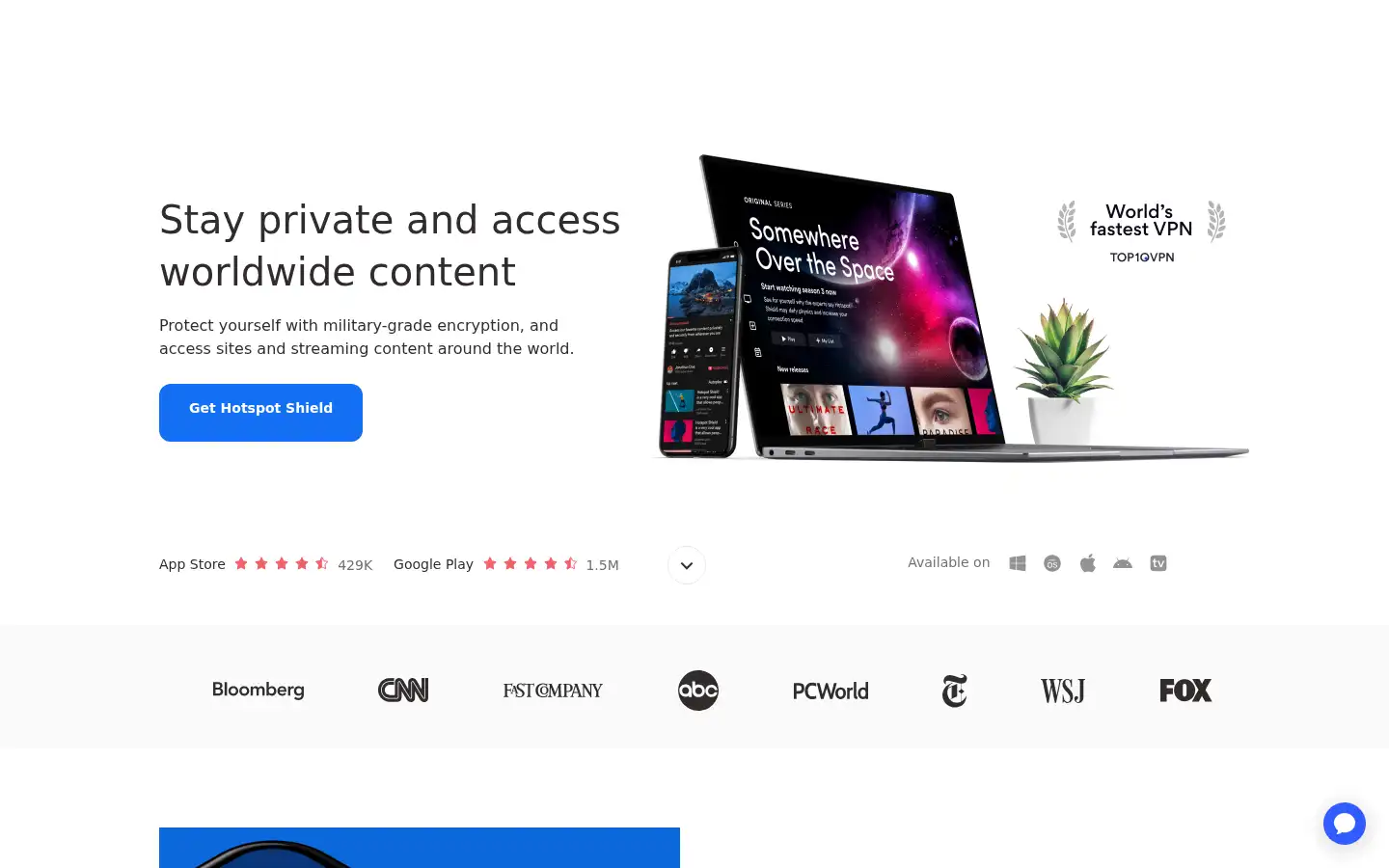 Screenshot of hotspotshield.com