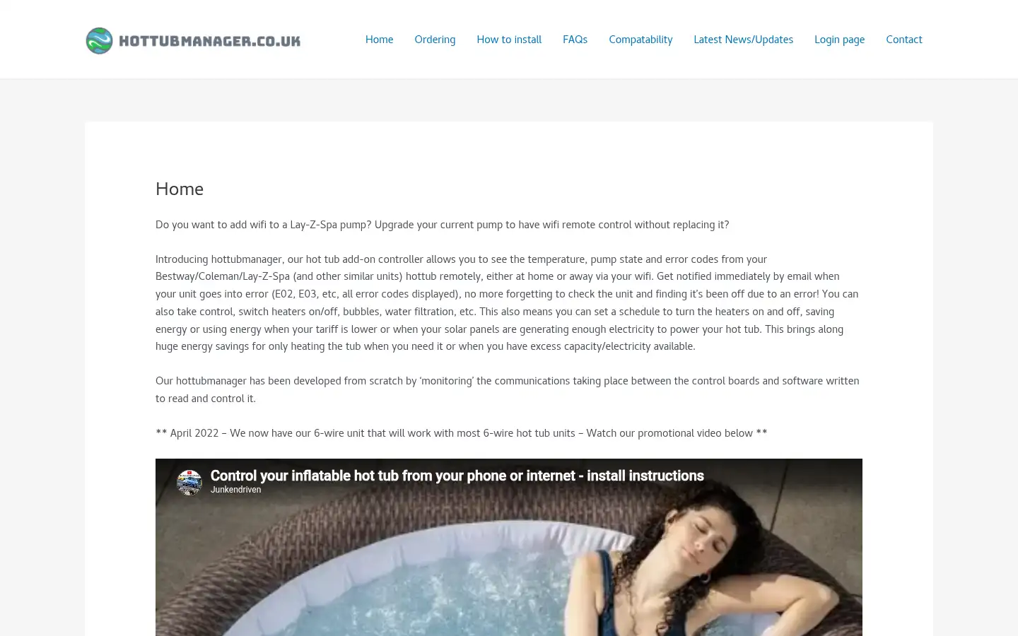 Screenshot of hottubmanager.co.uk