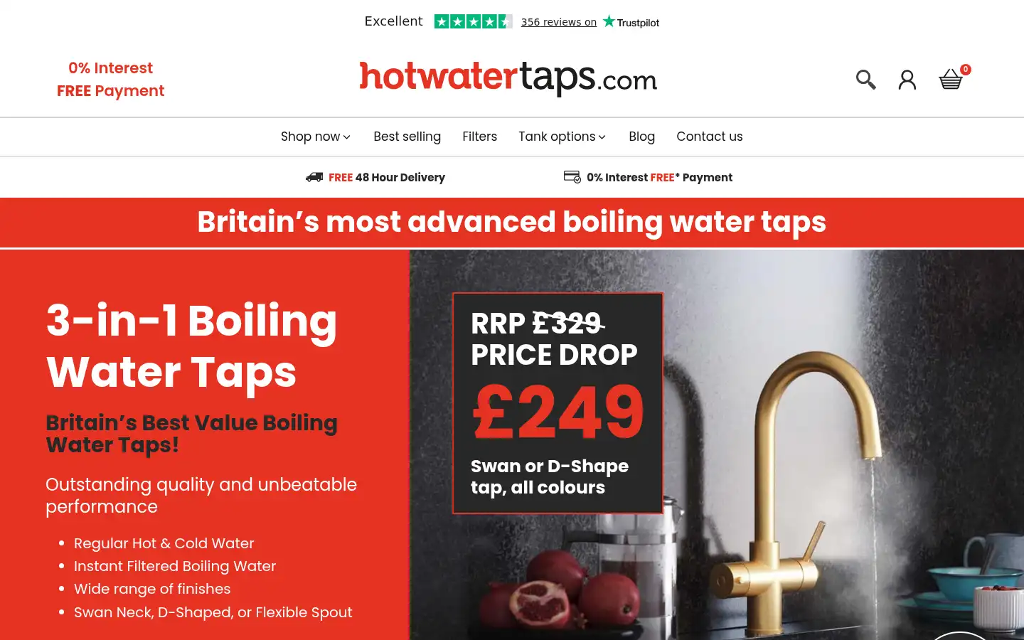 Screenshot of hotwatertaps.com