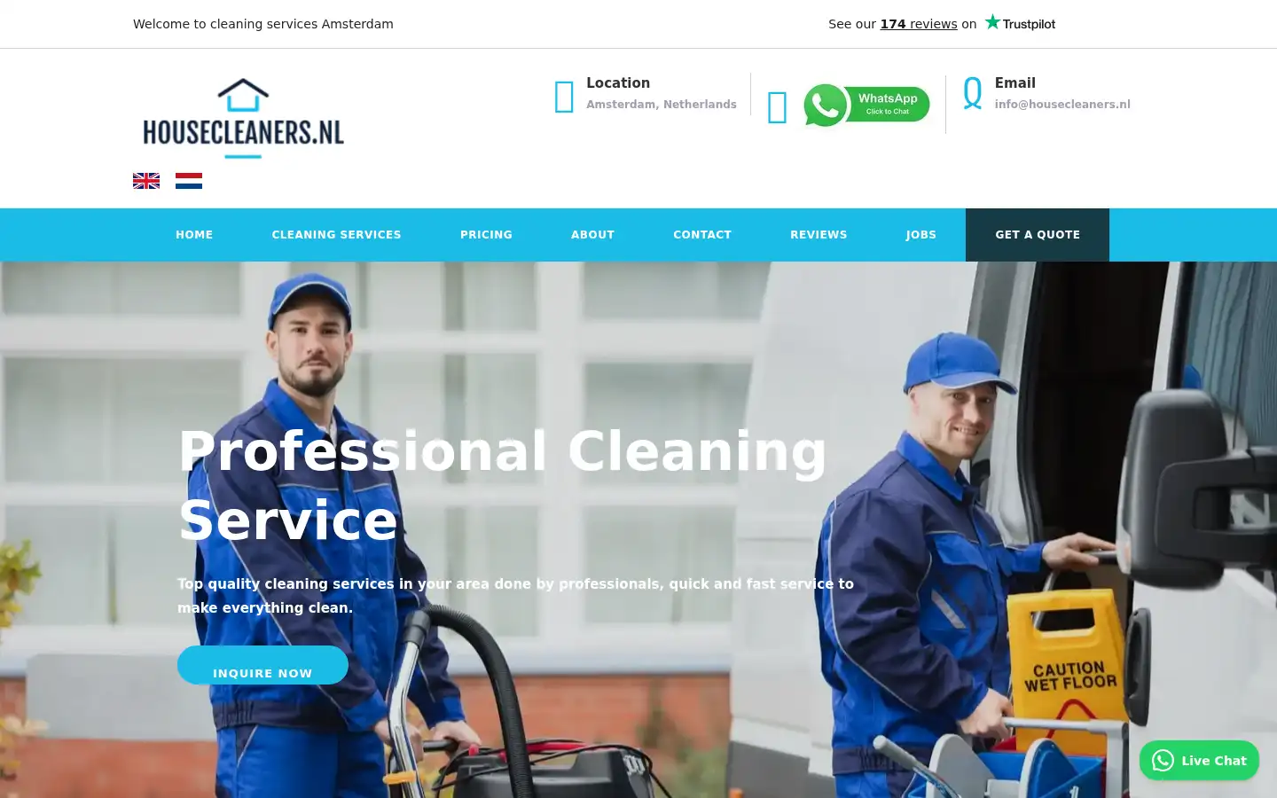 Screenshot of housecleaners.nl