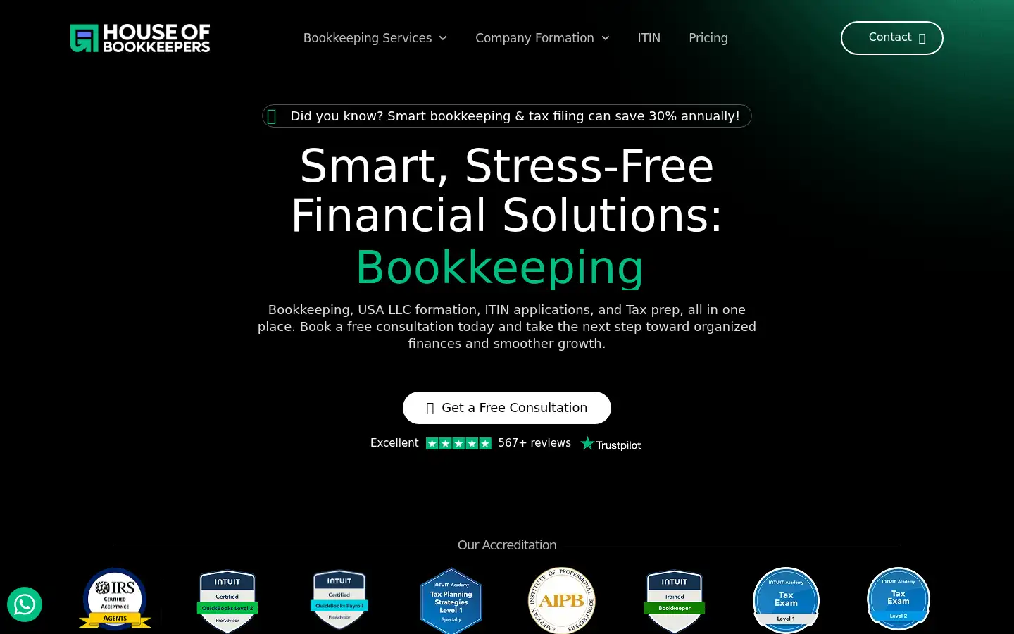 Screenshot of houseofbookkeepers.com