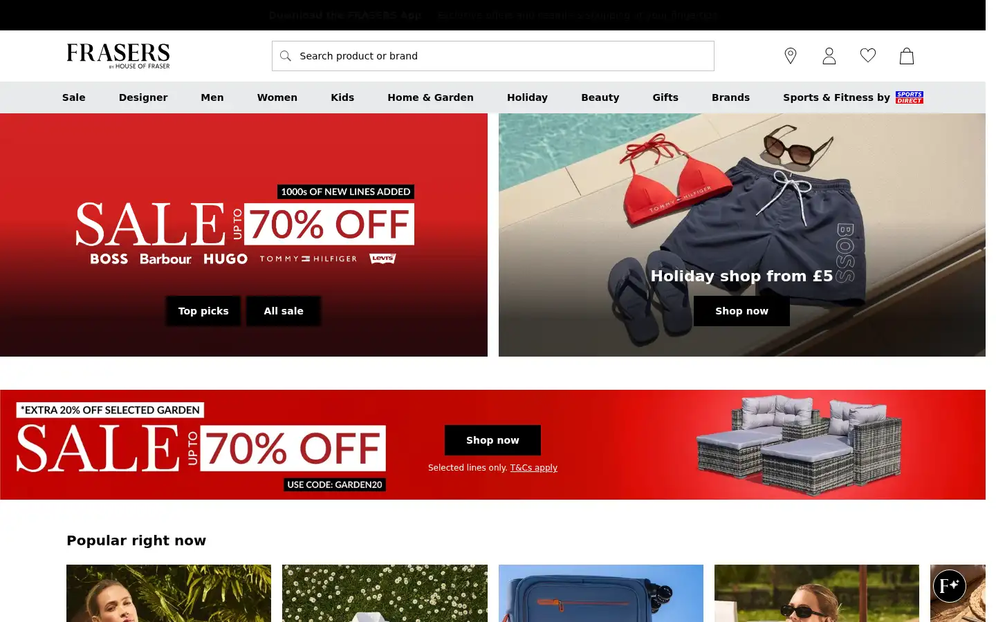 Screenshot of houseoffraser.co.uk
