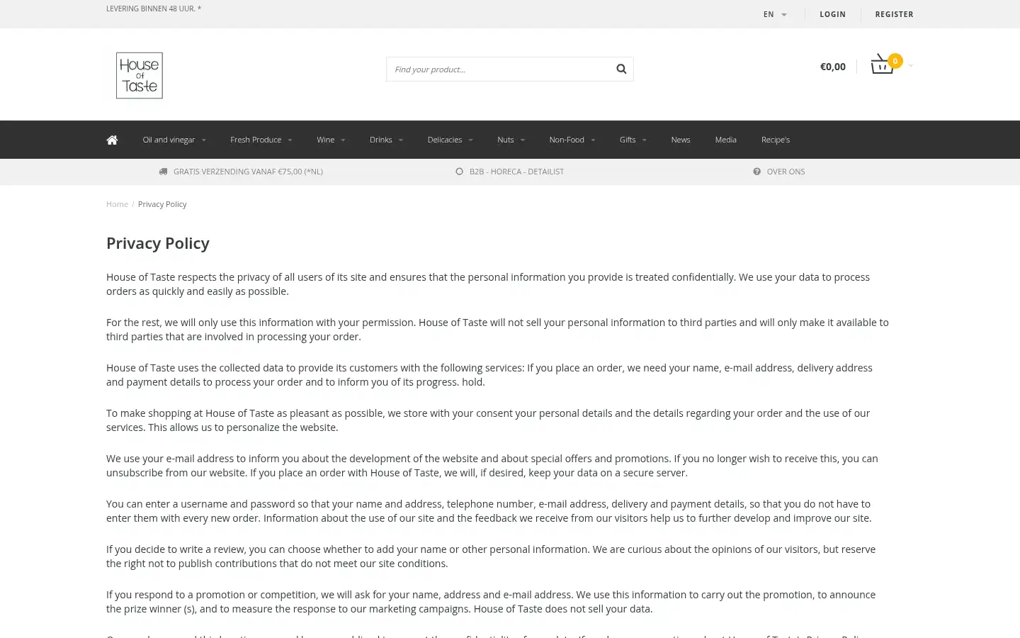 Screenshot of houseoftaste.nl
