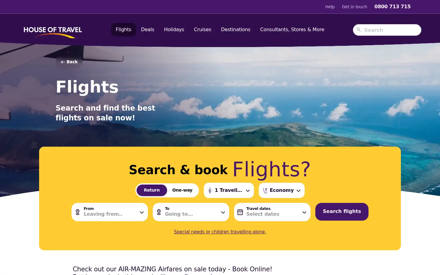 Screenshot of houseoftravel.co.nz