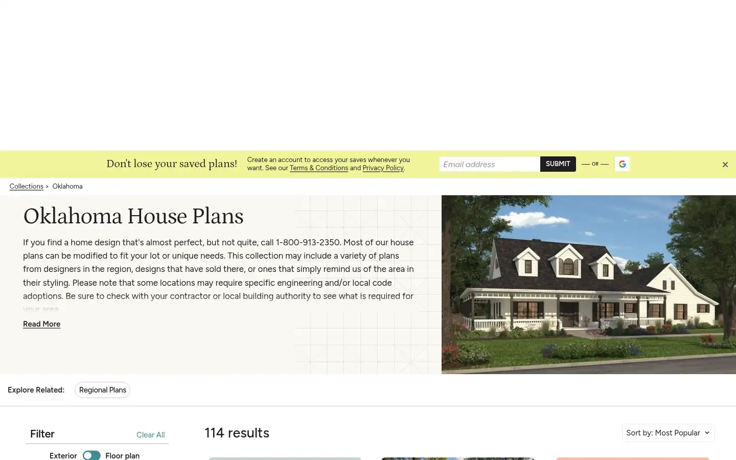Screenshot of houseplans.com