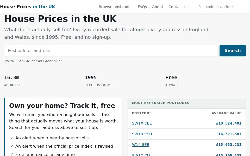 Screenshot of housepricesintheuk.co.uk