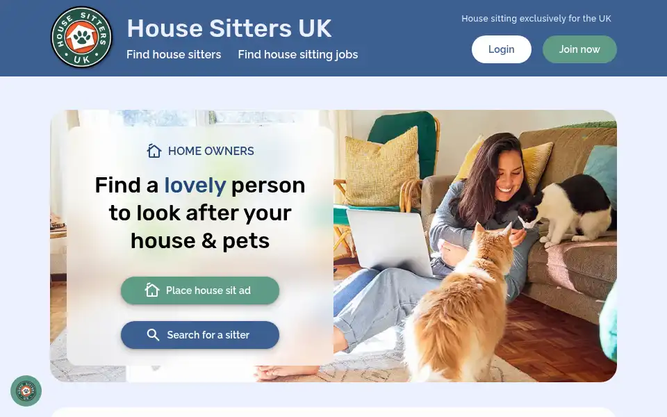 Screenshot of housesittersuk.co.uk