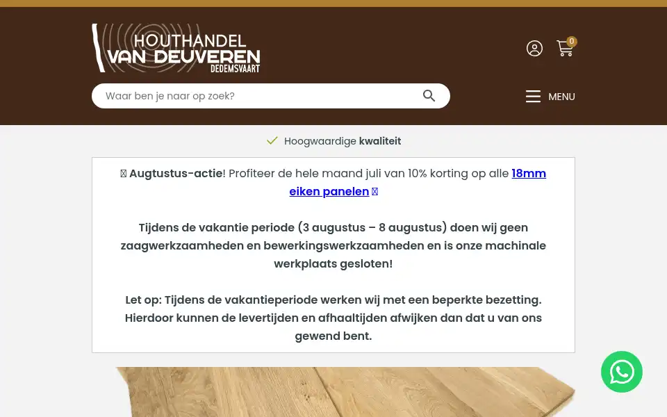 Screenshot of houthandelvandeuveren.nl