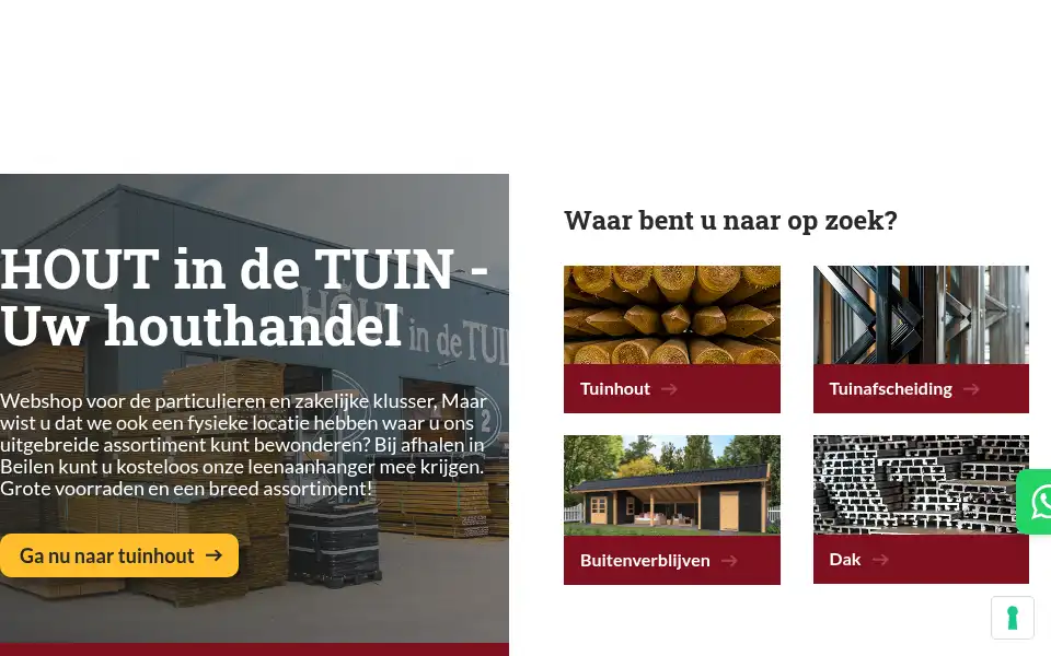 Screenshot of houtindetuin.nl