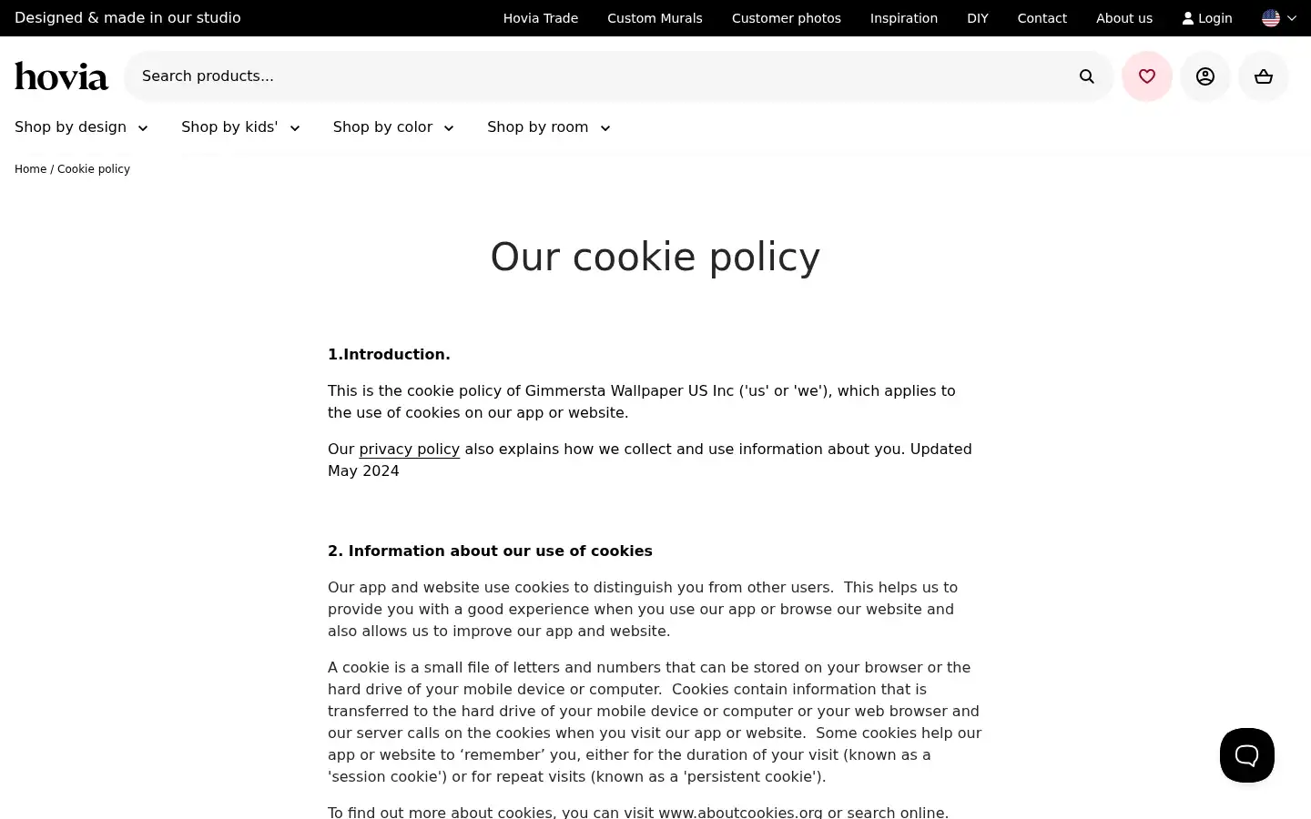 Screenshot of hovia.com