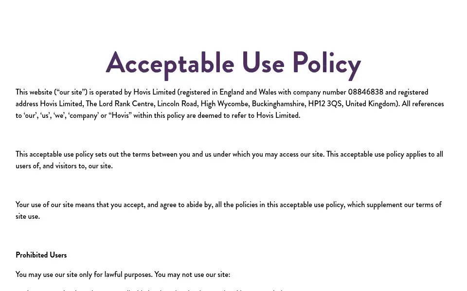 Screenshot of hovis.co.uk