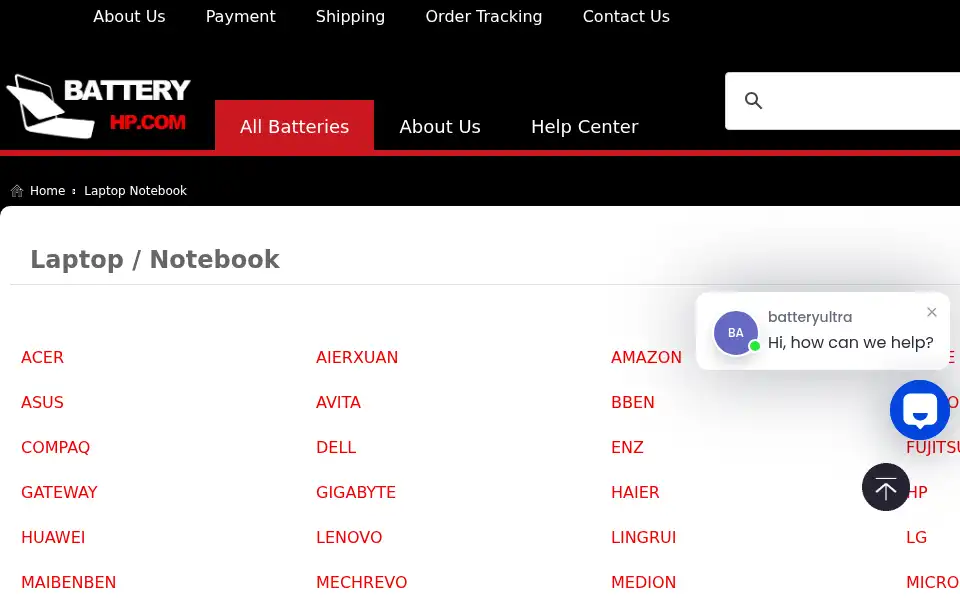 Screenshot of hp-battery.com