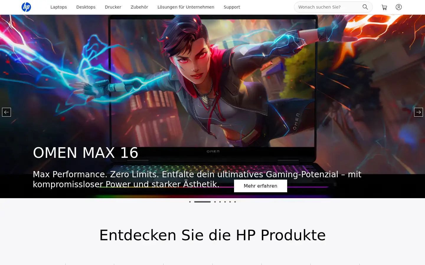 Screenshot of hp.com