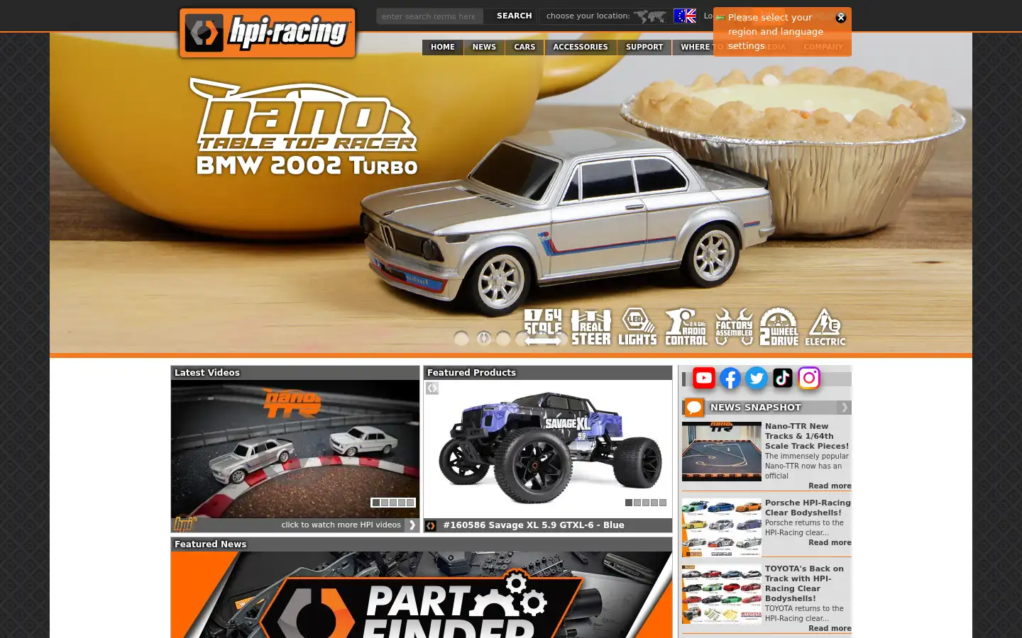 Screenshot of hpiracing.com