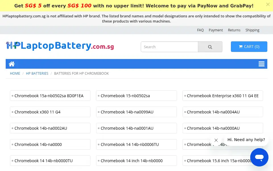 Screenshot of hplaptopbattery.com.sg
