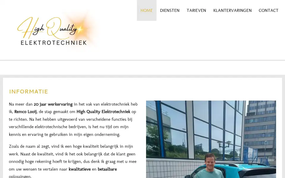 Screenshot of hqelektrotechniek.nl