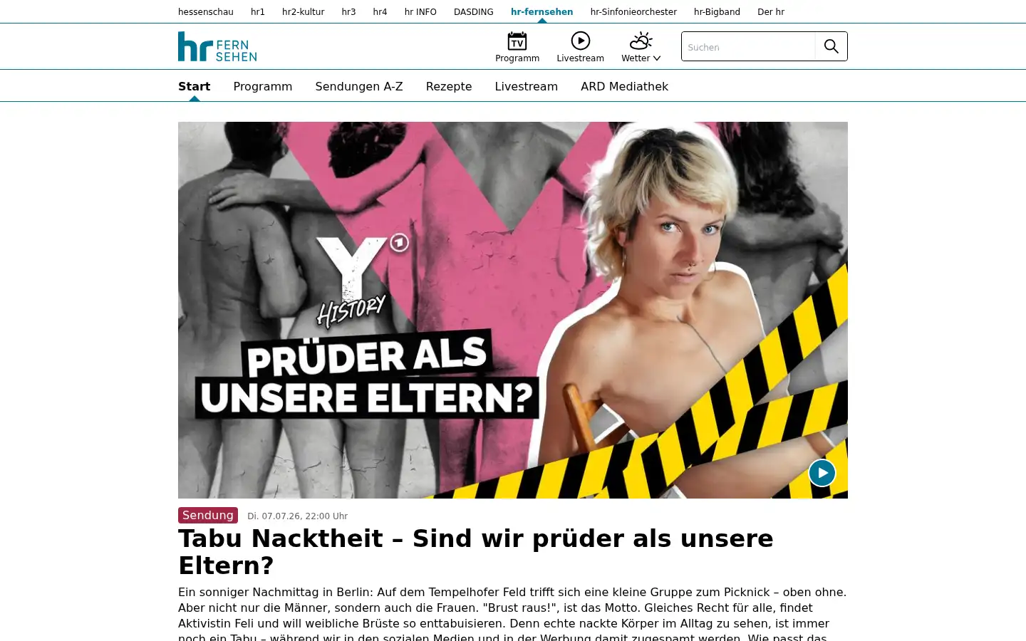 Screenshot of hr-fernsehen.de