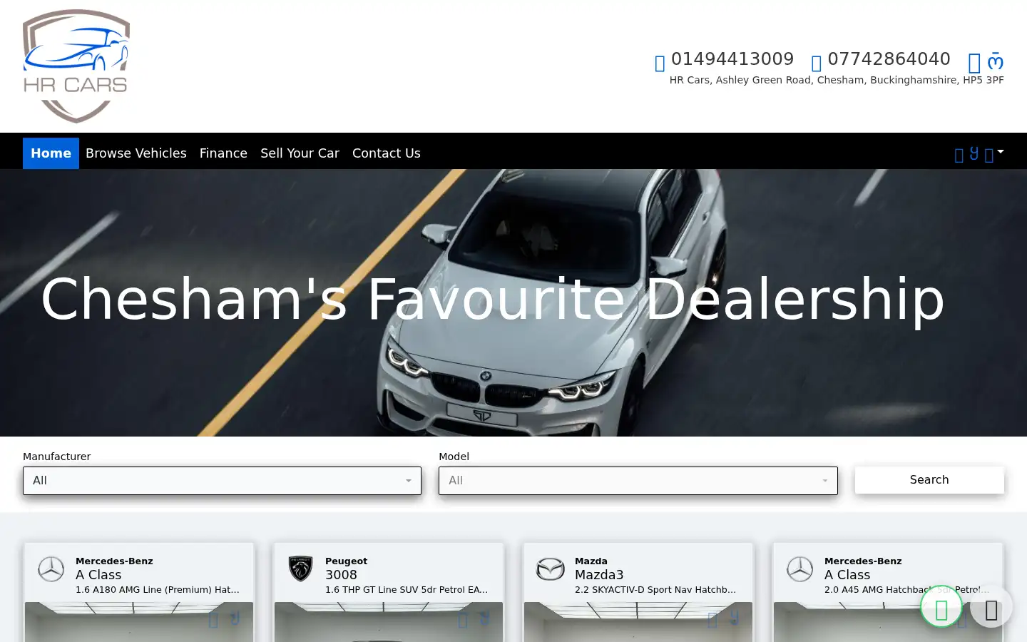 Screenshot of hrcars.uk