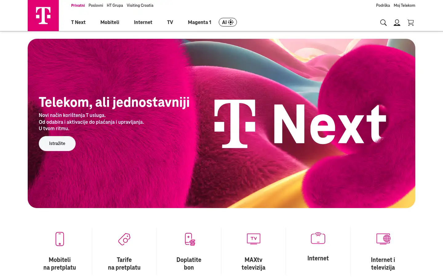Screenshot of hrvatskitelekom.hr
