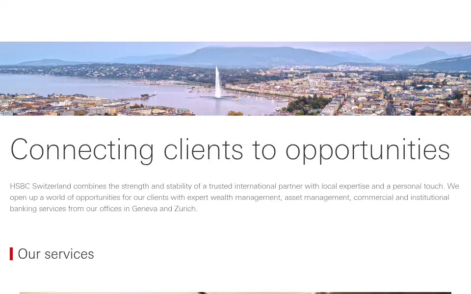 Screenshot of hsbc.ch