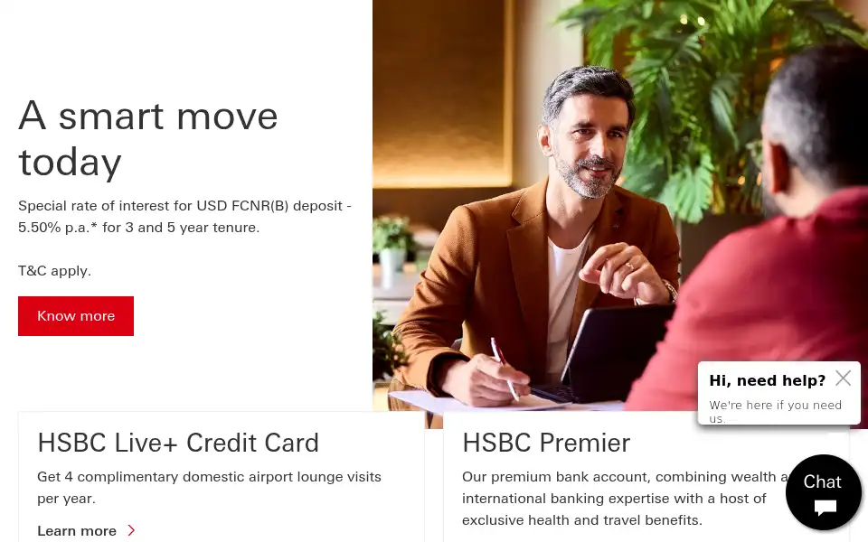 Screenshot of hsbc.co.in